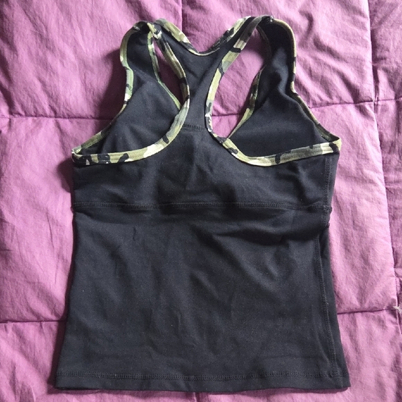 Brasil Sul Black & Camo Green Mock Wrap Tank Top With Removable Cups Size M - Picture 3 of 8